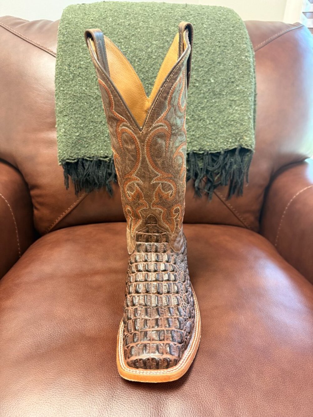 Horse Power Nile Crocodile Print Cowboy Boots Men's 9D - Made in Leon Mexico - Picture 2 of 16